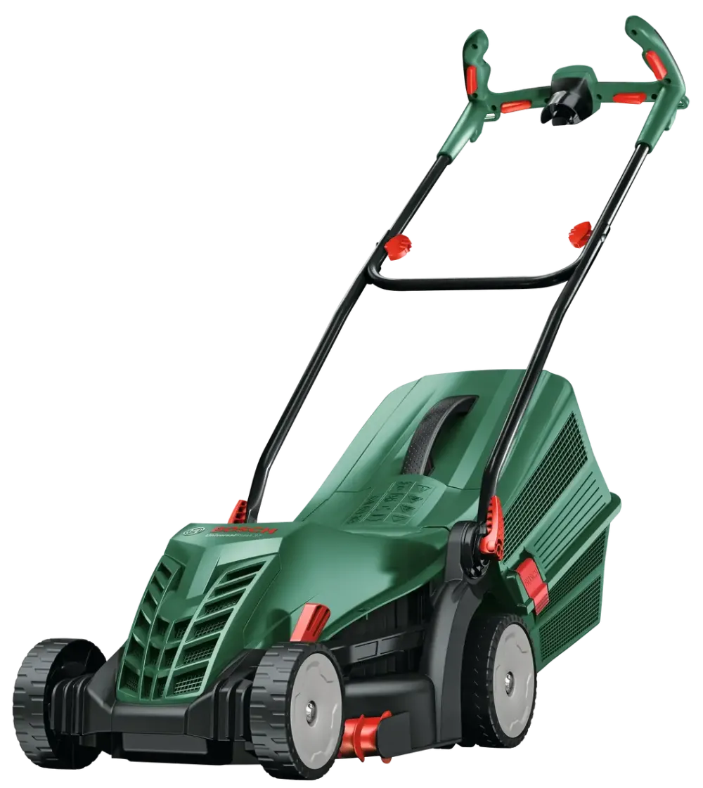 BOSCH Electric Lawnmower UniversalRotak 37-555 (green, 1,400 watts, width 37 cm)