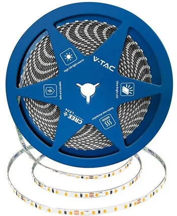 Corp Iluminat V-TAC BANDA LED 5MM 8W/M 24V IP20 ROLA 10M 6500K CIP CREE