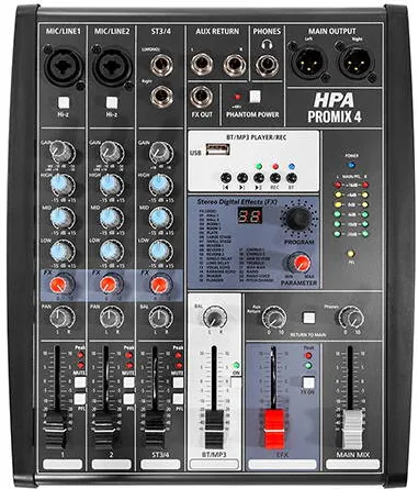 HPA Mixer digital 4 canale 48V bt/USB/SD