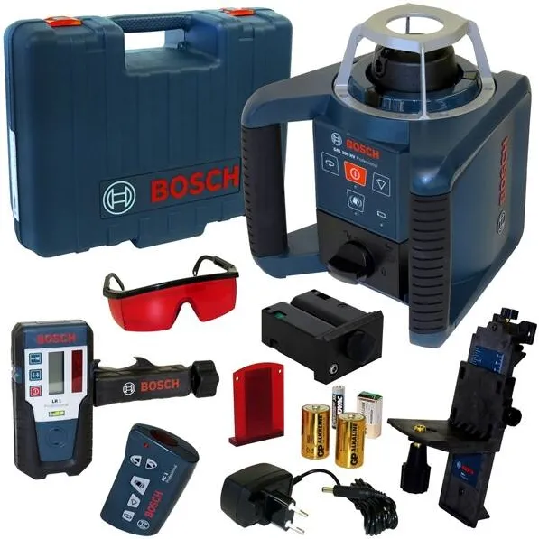 BOSCH GRL 300 HV + LR 1 + WM 4 + RC1 - Nivela laser rotativa, 60 m, +/-0.1 mm/m, 150, 300, 600 rot/min, receptor, proiectie verticala, valiza plastic
