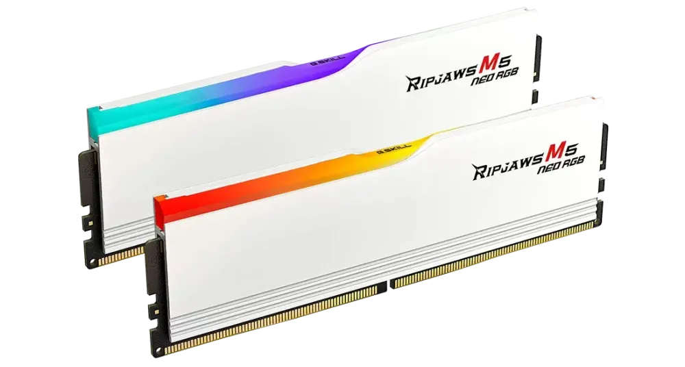 Memorie RAM G.Skill DDR5 - 64GB - 6000 - CL - 28 (2x 32 GB) dual kit (white, F5-6000J2836G32GX2-RM5NRW, Ripjaws M5 Neo RGB, AMD EXPO)