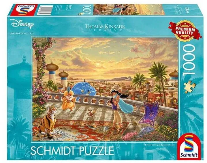 Puzzle Schmidt Puzzle Schmidt 1000 de piese - Disney - Jasmine - Dansand in lumina soarelui din desert, Thomas Kinkade (58032)