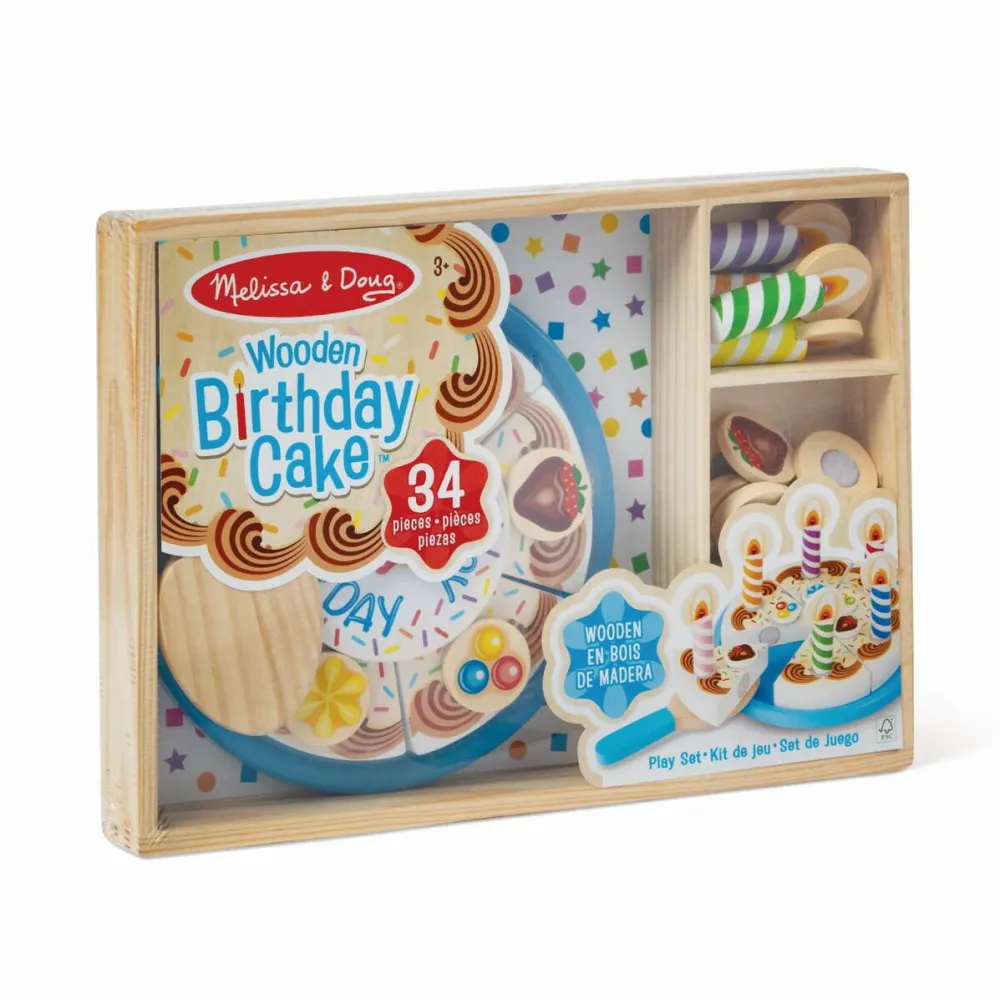 Jucarie creativa Spinmaster Set de joaca din lemn Melissa & Doug - Tort aniversar