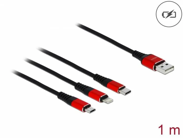 DELOCK 85892, 3 in 1 charge-only cable - 1 m