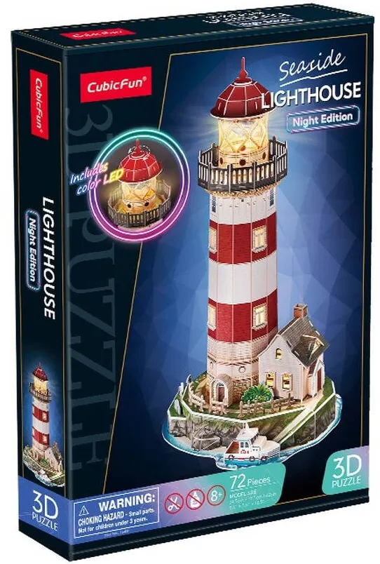 Puzzle Cubic Fun Puzzle 3D Cubic Fun - Far, cu led, 72 piese