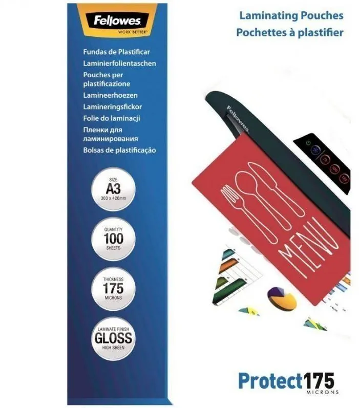 FELLOWES Laminating pouch 100 µ, 216x303 mm - A4, 100 pcs
