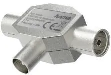Adaptor HAMA Antenna Splitter, Coax Plug - 2 Coax Sockets, Metal