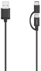 HAMA Micro-USB Cable, 2 in 1, incl. Adapter to USB-C, USB 2.0, 0.75 m