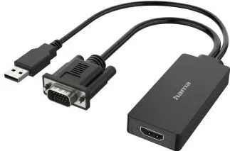 Adaptor HAMA Video Adapter, VGA+USB Plug - HDMI™ Socket, Full HD 1080p