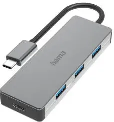Docking Station HAMA USB-C Hub, 4 Ports, USB 3.2 Gen 2, 10 Gbit/s, alu
