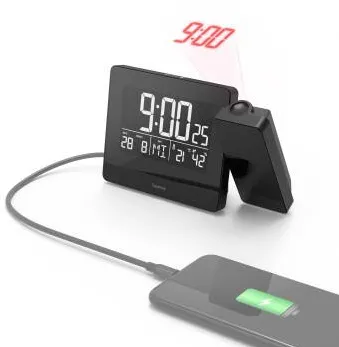 HAMA "Plus Charge" Projection Alarm Clock, black