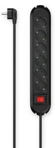 HAMA Power Strip, 6-Way, Switch, Wall Mounting, 1.5 m, black