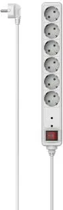 HAMA Power Strip, 6-Way, Overvoltage Protection, Switch, 1.4 m, white