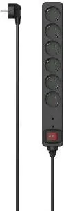 HAMA Power Strip, 6-Way, Overvoltage Protection, Switch, 1.4 m, black