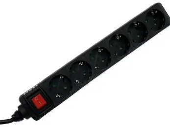 HAMA Power Strip, 6-Way, Switch, 1.4 m, black