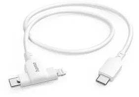 Cablu de incarcare 2 in 1 HAMA USB-C la USB-C sau Lightning MFi 1.5 m alb