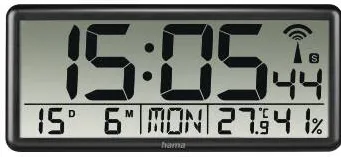 Ceas de perete digital HAMA Jumbo radio controlat DCF negru
