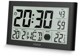 HAMA "Martinique" Digital Wall Clock, Radio-Controlled Clock with Thermometer, b