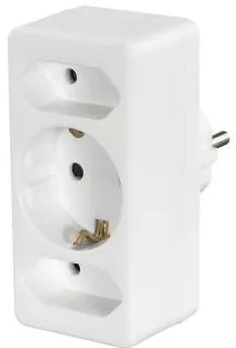 HAMA 3-way Socket Adapter, 1 x Earthed Contact, 2 x Euro, white