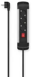 HAMA Power Strip, 3-Way, Switch, Wall Mounting, 3 m, alu