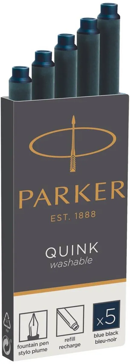 Set 5 cartuse cerneala Parker Quink albastru-negru