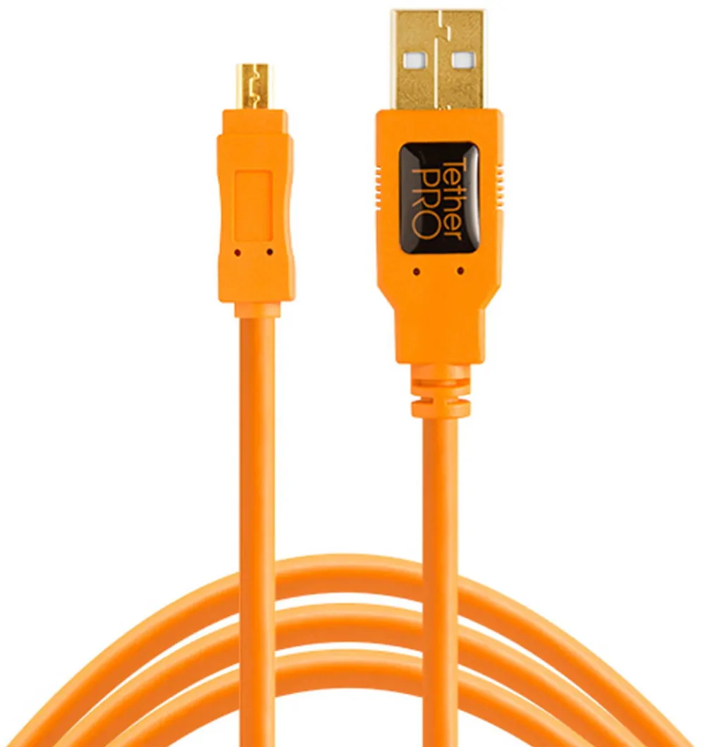 Tether Tools TetherPro USB 2.0 A to Mini-B 8 pin 15 ORG