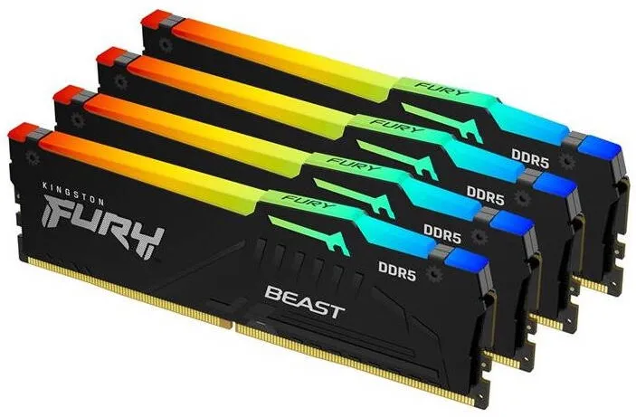 Memorie RAM Kingston FURY Beast RGB 128GB DDR5 5200MHz CL40 Quad Channel Kit