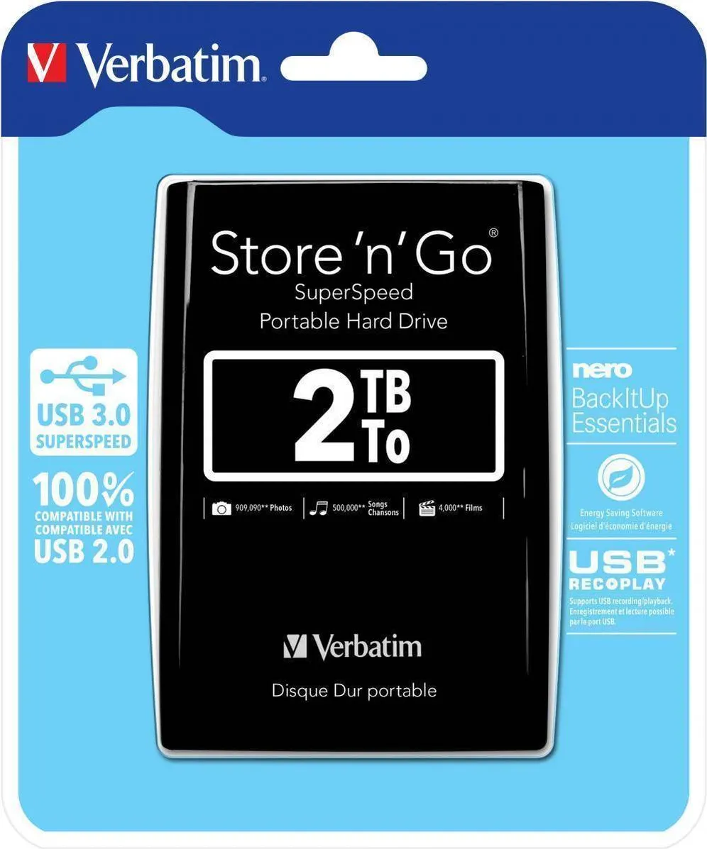 Hard Disk Extern VERBATIM Store 'n' go 2TB USB 3.0 Black
