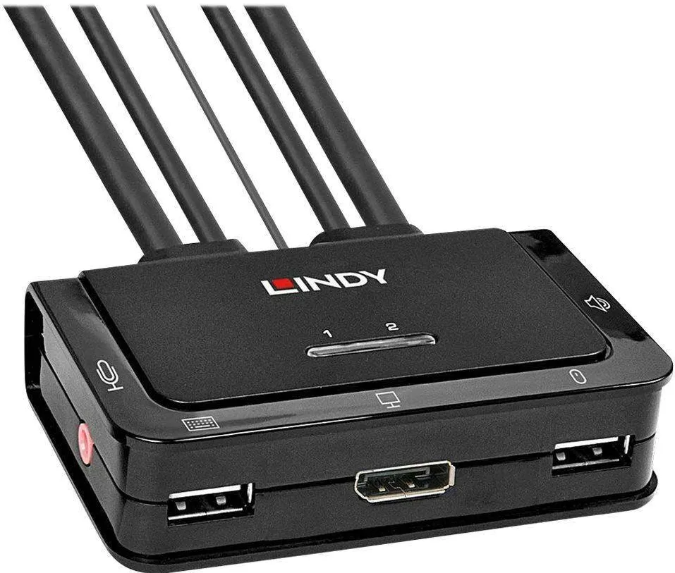 Adaptor video Lindy 2 Port DisplayPort 1.2 USB 2.0 audio