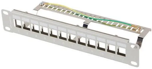 LANBERG Panou 12 porturi 1U 10" Lanberg, organizator module Keystone, gri, dimensiuni 254x44,45x100mm