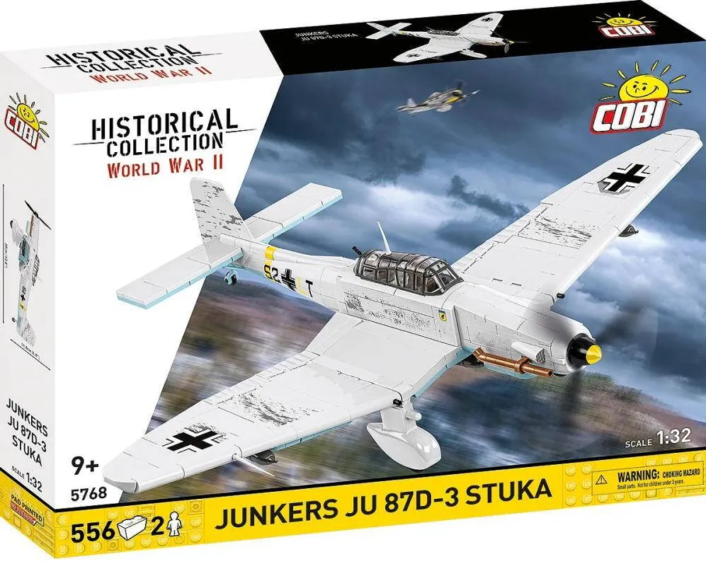 Puzzle Cobi Klocki Set de Construit Avion Junkers Ju 87D-3 Stuka, Cobi, 556 piese, camuflaj alb de iarna, 350x415x115mm