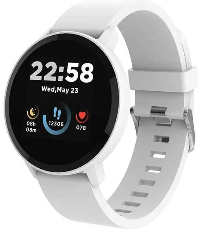 Smartwatch CANYON Lollypop argintiu, curea silicon alb