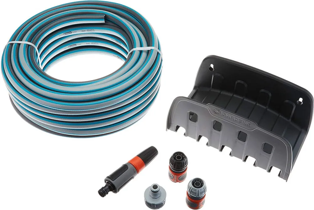 Suport de perete Gardena 18005-50 cu furtun Classic 20 m si conectori