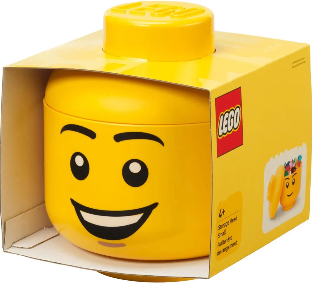 Room Copenhagen LEGO Storage Head "Happy Boy", small (yellow)