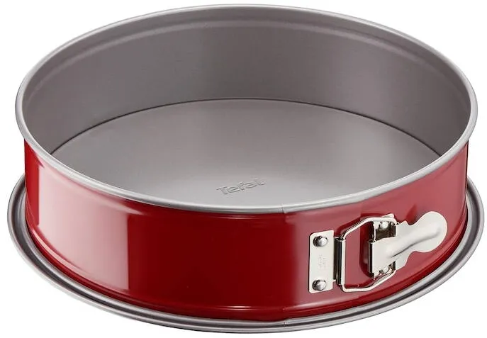 TEFAL Tava forma pentru copt Delibake Springform, 23 cm, invelis antiaderent, desprindere usoara, rosu/argintiu