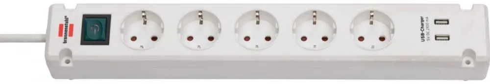 Prelungitor Brennenstuhl Bremounta 5x+USB Alb 3m