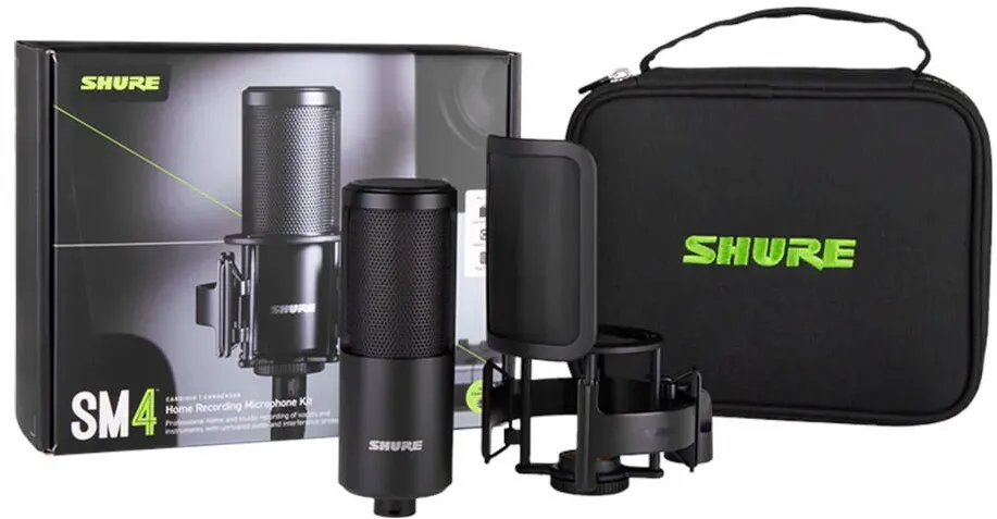 Microfon Shure Shure SM4-K-KIT - condenser microphone, externally polarised, handle, popfilter, case