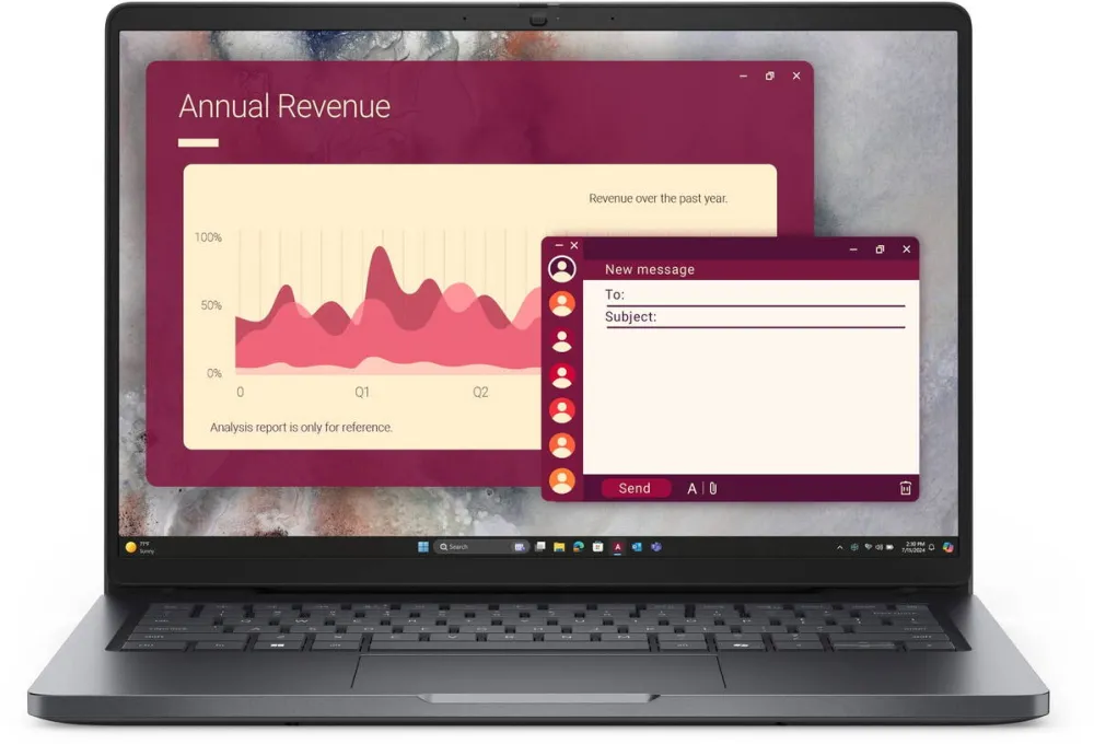 Laptop Dell Laptop Dell Pro 14 PC14250, Intel Core 7 150U, 16 GB RAM, 512 GB SSD, Negru, 14" Full HD+