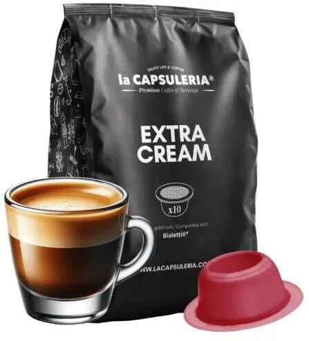 Alessi Capsule Cafea Extra Cream La Capsuleria, 10 capsule, compatibile cu Bialetti
