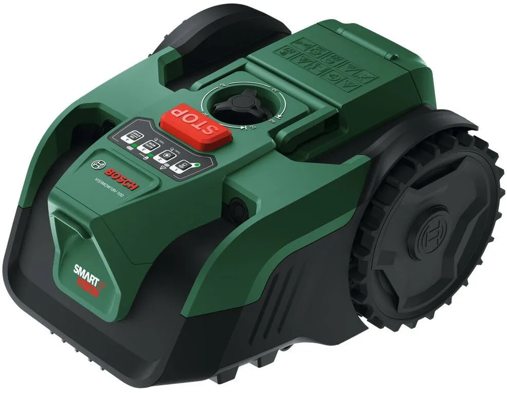 BOSCH Robot de tuns gazon/iarba fara fir perimetral Bosch VISIMOW18V-100, 18 V, latime de taiere 16 cm, inaltime de taiere 20 - 60 mm, senzori ultrasonici, motor brushless, include: acumulator PBA 18V 4.0 Ah + incarcator