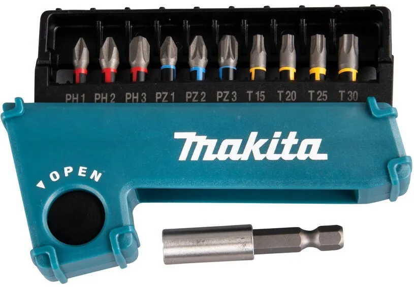 Makita Set 11 capete insurubare, Makita, 1/4 inch cu adaptor, Verde