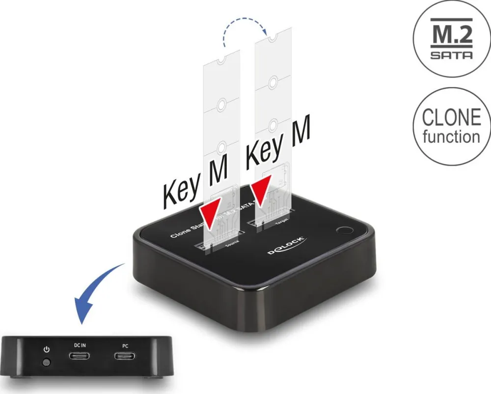 Docking station DELOCK 64178 pentru 2 SSD M.2 SATA cu functie de clonare
