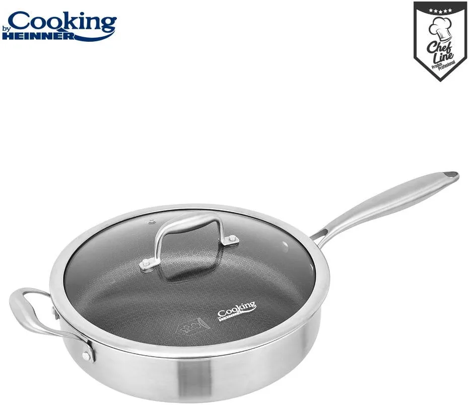 HEINNER Tigaie adanca cu capac sticla Cooking by Heinner Titanium, 3 straturi, inox, inductie, 28 x 7.5 cm, 4.2 L