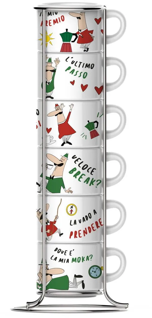 BIALETTI Set cesti espresso Bialetti cu suport, 6 buc