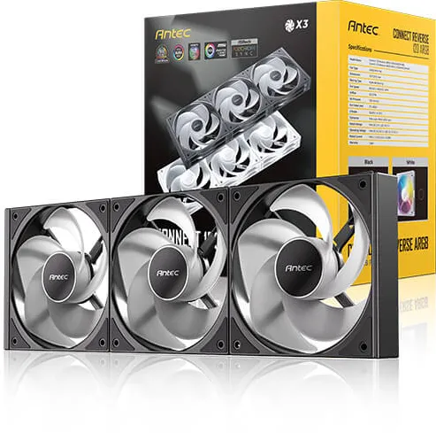 Antec Antec Connect 120 Reverse ARGB PWM Zwart set van 3