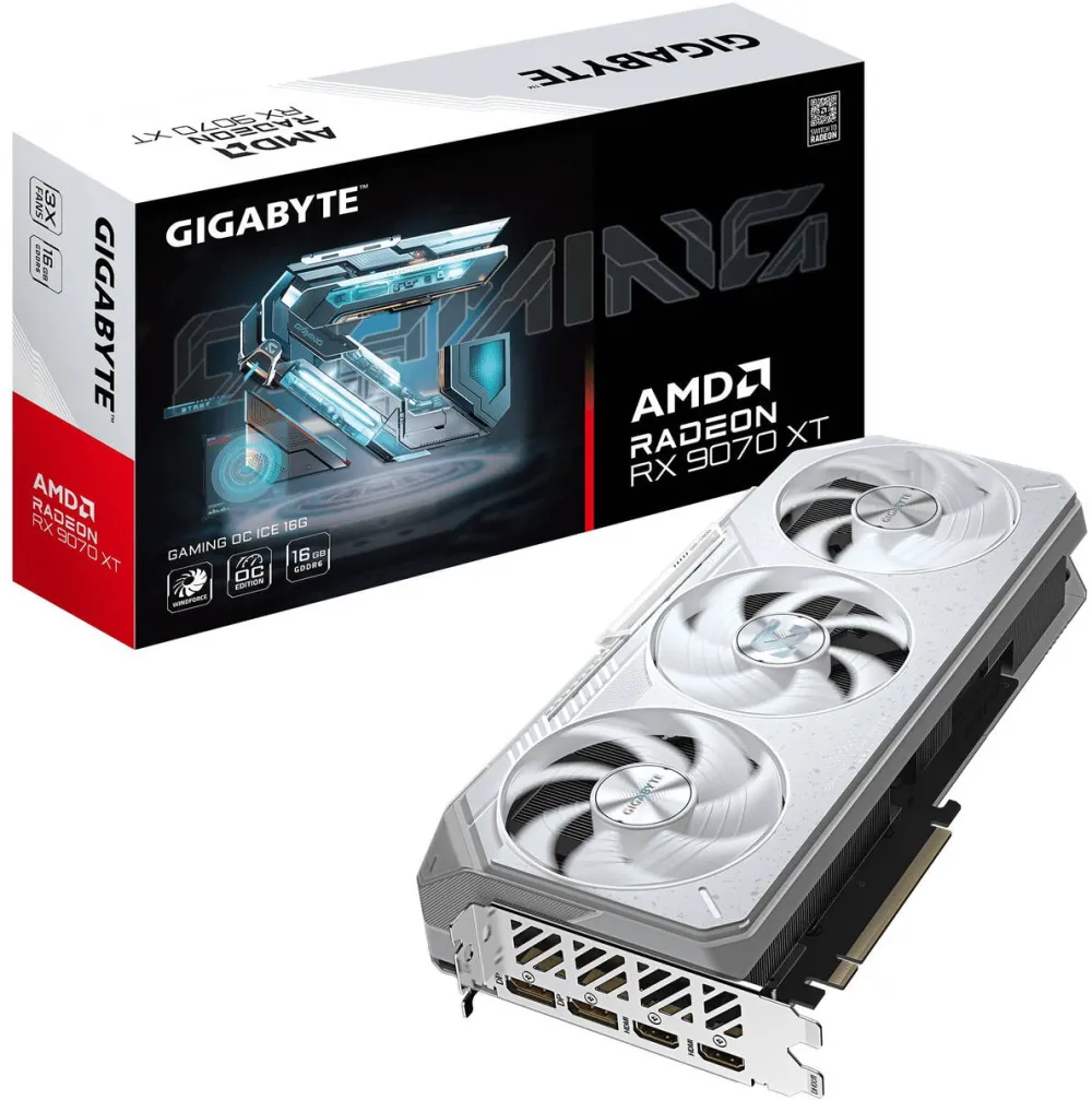 Placa Video GIGABYTE Placa video GIGABYTE Radeon™ RX 9070 XT GAMING OC ICE, 16GB GDDR6, 256 bit, Alb