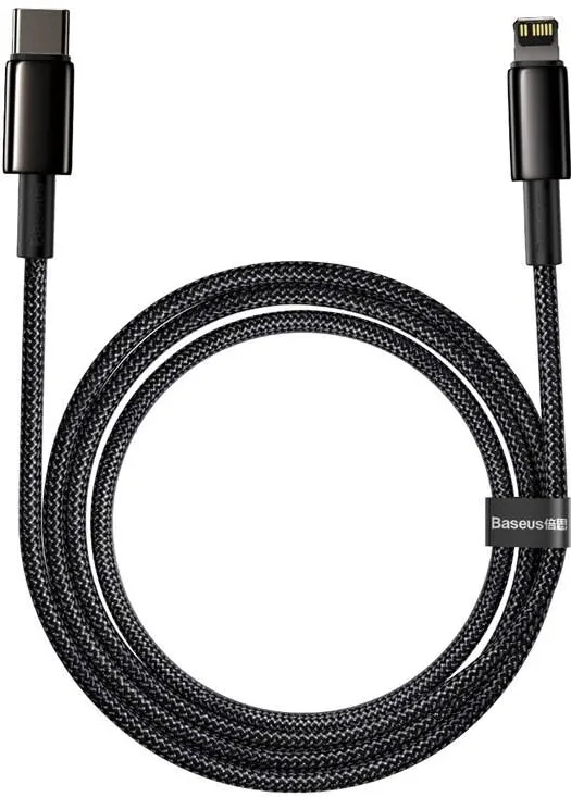 Baseus Cablu de date, Baseus, USB-C la tip Lightning, 20 W, 5 A, PD, 2 m, Negru