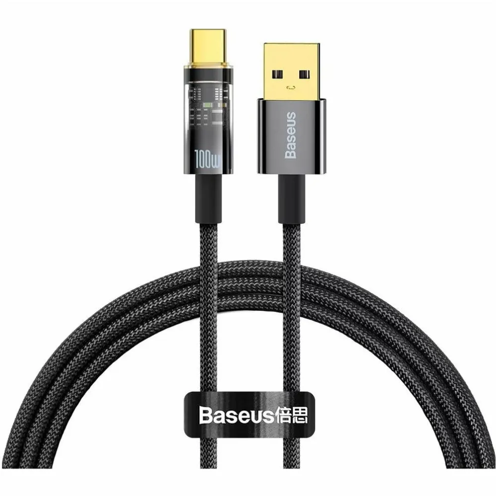 Baseus Cablu Baseus Explorer, USB la USB-C, 100W, Fast Charging, 1m, Negru