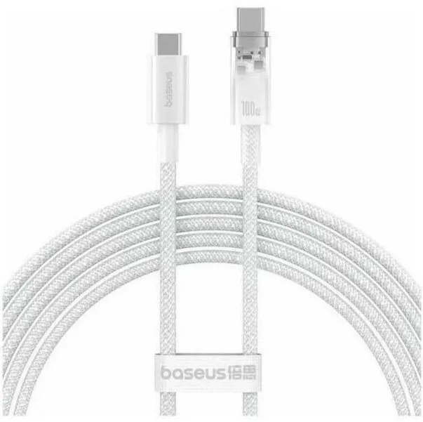 Baseus Cablu Baseus Explorer Series, USB-C la USB-C, 100W, 2m, Alb