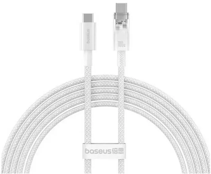 Baseus Cablu Baseus Explorer Series, USB-C la USB-C, 100W, 1m, Alb